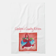 芸術家によるさくらんぼの台所タオルのバスケット