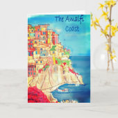 芸術家によるイタリアの挨拶状のアマルフィの海岸 カード (黄色い花)