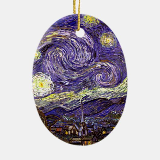 芸術家によるフィンセント・ファン・ゴッホ星明かりの夜絵画 セラミックオーナメント (裏面)