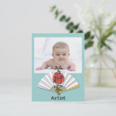 芸術家による墨絵の扇子 - 芸者 招待状 (スタンド正面)