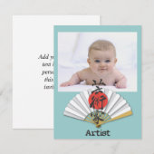 芸術家による墨絵の扇子 - 芸者 招待状 (正面/裏面)