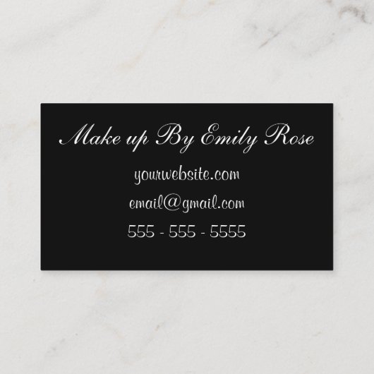 芸術家に紫色のグリッターの口紅のキスを構成して下さい 名刺 (裏面)