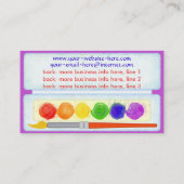 芸術家のイラストレーターのペンキのパレット色ペイントブラシ 名刺 (裏面)