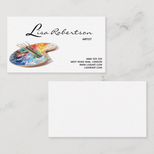 芸術家のスタジオの芸術の引くことの学校教師のパレットカード 名刺 (正面/裏面)