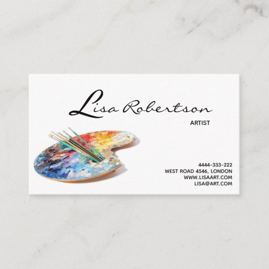 芸術家のスタジオの芸術の引くことの学校教師のパレットカード 名刺 (正面)