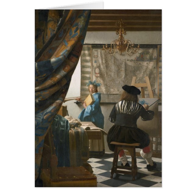 芸術家のスタジオ、c.1665-66 (キャンバスの油) (正面)