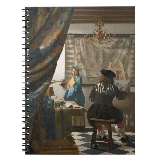 芸術家のスタジオ、c.1665-66 (キャンバスの油) ノートブック (正面)