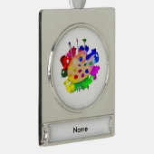 芸術家のパレットおよびブラシ シルバープレートバナーオーナメント (右)