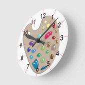 芸術家のパレットの絵画のスタジオCricketDiane ラウンド壁時計 (傾斜)