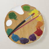 芸術家のパレットの虹のカラーホイール ラウンドクッション (裏面)