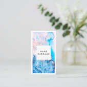 芸術家のピンクの水彩画の縦の名刺 名刺 (スタンド正面)