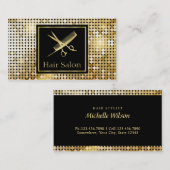 芸術家のヘアーサロンにファンキーな金ゴールドのグリッターを構成して下さい 名刺 (正面/裏面)