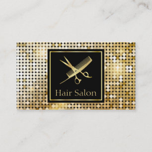 芸術家のヘアーサロンにファンキーな金ゴールドのグリッターを構成して 名刺