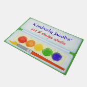 芸術家のペンキのパレットペイントブラシ|カスタムなスタジオ ドアマット (アングル)