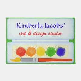 芸術家のペンキのパレットペイントブラシ|カスタムなスタジオ ドアマット