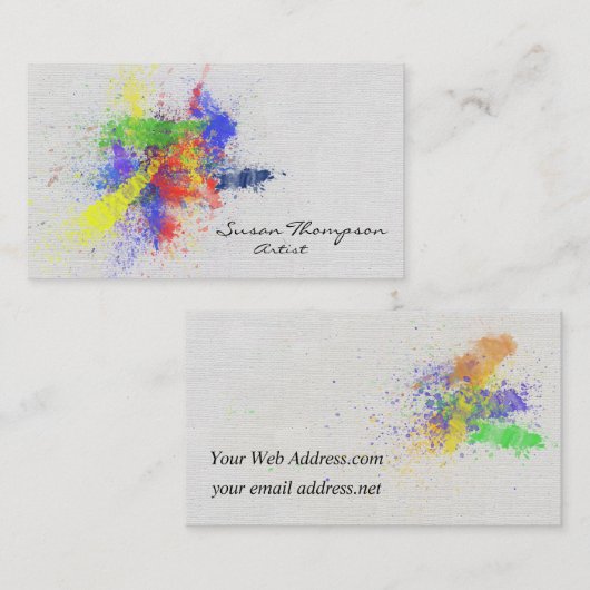 芸術家のペンキの(ばちゃばちゃ)跳ねる 名刺 (正面/裏面)