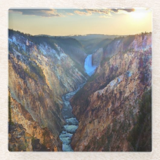 芸術家のポイントからの滝を下げて下さい ガラスコースター (正面)