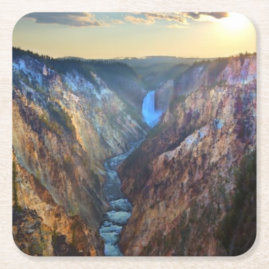 芸術家のポイントからの滝を下げて下さい スクエアペーパーコースター (正面)