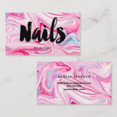 芸術家のモダンなタイポグラフィのピンクの大理石を釘付けします 名刺 (正面/裏面)