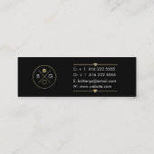 芸術家の名刺を-シックな金ゴールドおよび黒構成して下さい スキニー名刺 (裏面)