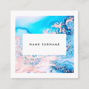 芸術家の大理石のピンクの水彩画の正方形の名刺 スクエア名刺