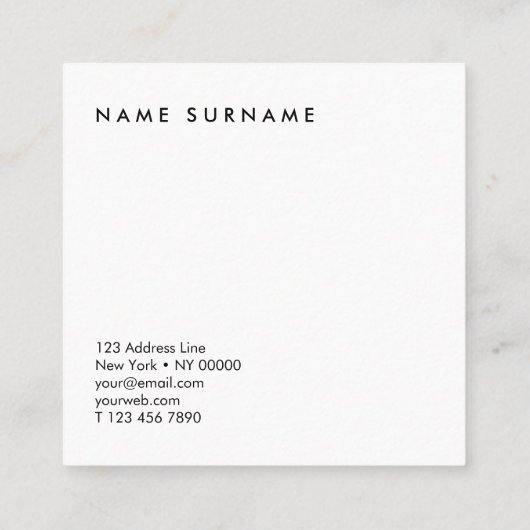 芸術家の大理石のピンクの水彩画の正方形の名刺 スクエア名刺 (裏面)