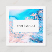 芸術家の大理石のピンクの水彩画の正方形の名刺 スクエア名刺 (正面)