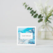 芸術家の大理石の水の水彩画の正方形の名刺 スクエア名刺 (スタンド正面)