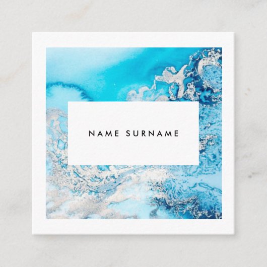 芸術家の大理石の水の水彩画の正方形の名刺 スクエア名刺 (正面)