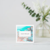 芸術家の大理石の金ゴールドの水彩画の正方形の名刺 スクエア名刺 (スタンド正面)