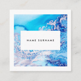 芸術家の大理石の青い水彩画の正方形の名刺 スクエア名刺