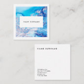 芸術家の大理石の青い水彩画の正方形の名刺 スクエア名刺 (正面/裏面)