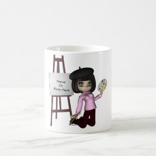芸術家の女の子のイーゼルのマグ コーヒーマグカップ
