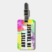 芸術家の送信中の荷物のラベルの水彩画の滴り ラゲッジタグ (正面縦)