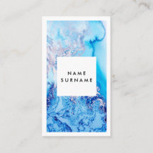 芸術家の青い金ゴールドの水彩画の縦の名刺