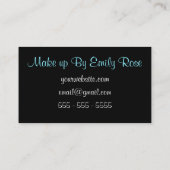 芸術家の黒およびティール（緑がかった色）のグリッターのキスを構成して下さい 名刺 (裏面)