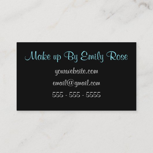 芸術家の黒およびティール(緑がかった色)のグリッターのキスを構成して下さい 名刺 (裏面)