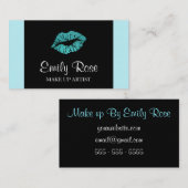 芸術家の黒およびティール（緑がかった色）のグリッターのキスを構成して下さい 名刺 (正面/裏面)