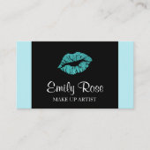 芸術家の黒およびティール（緑がかった色）のグリッターのキスを構成して下さい 名刺 (正面)