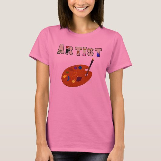 芸術家のPalletteの長袖レディースワイシャツ Tシャツ (正面)