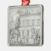 芸術家を訪問する馬上のミケランジェロ メタルオーナメント (左)