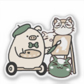 芸術家ブタのインプロビゼーションウォーカーでの絵画 シール (正面)