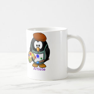 芸術家: かわいく、おもしろいなペンギンの芸術家のマグ コーヒーマグカップ
