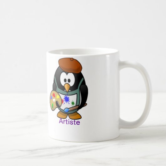 芸術家: かわいく、おもしろいなペンギンの芸術家のマグ コーヒーマグカップ (右)