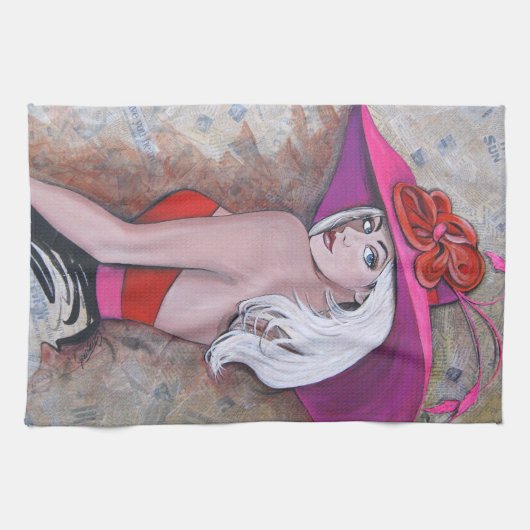 芸術家GGによるダービーのひよこの~ 2012のデザインは燃えます キッチンタオル (横)