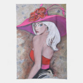 芸術家GGによるダービーのひよこの~ 2012のデザインは燃えます キッチンタオル (縦)