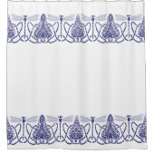 芸術工芸品ブルー&ホワイトドラゴンフライのフリーズ シャワーカーテン (正面)