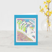 芸術的かわいらし白キャットイラストレーション カード (黄色い花)