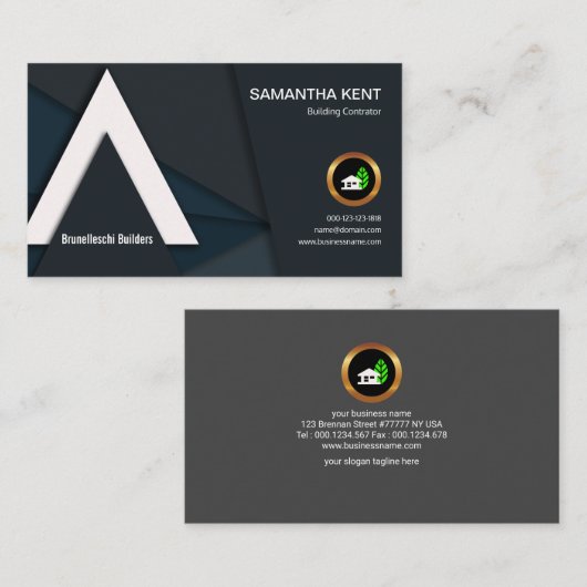 芸術的でエレガントなフレームの屋根の建築の建築者 名刺 (正面/裏面)