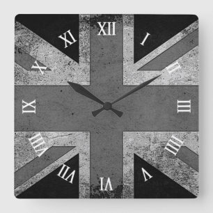 芸術的でグランジなイギリスの旗 スクエア壁時計